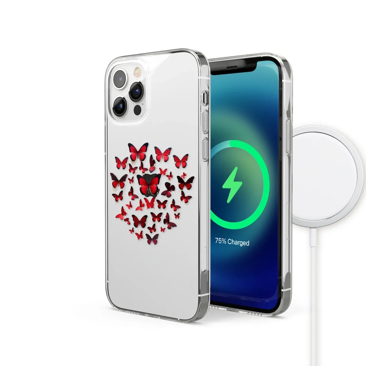 Red︱Clear Butterfly Phone case IPhone Side Image copy