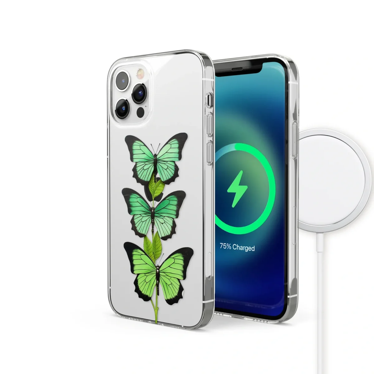 Green︱Clear Butterfly Phone case IPhone Side Image copy