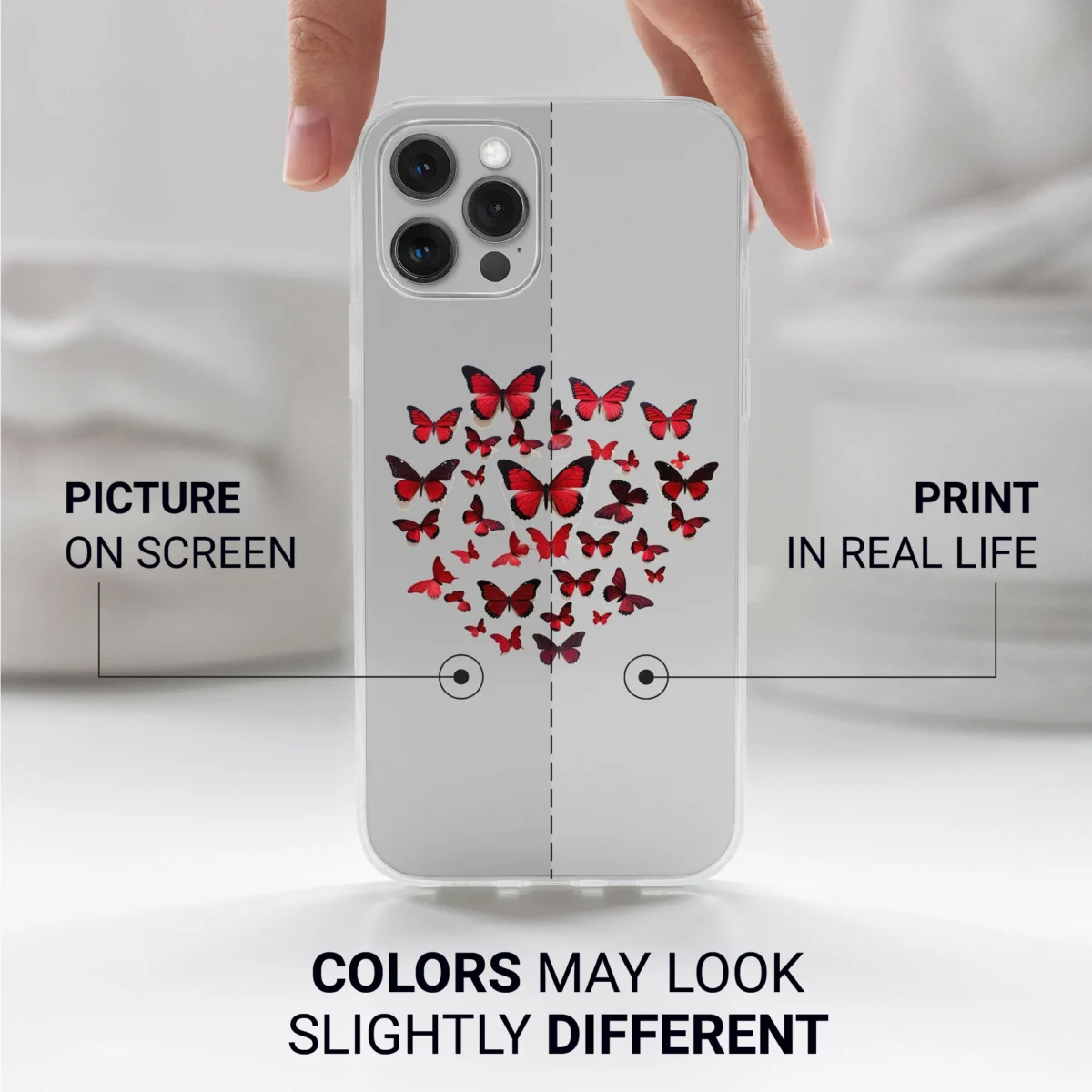 Red︱Clear Butterfly Phone case Iphone print color difference copy