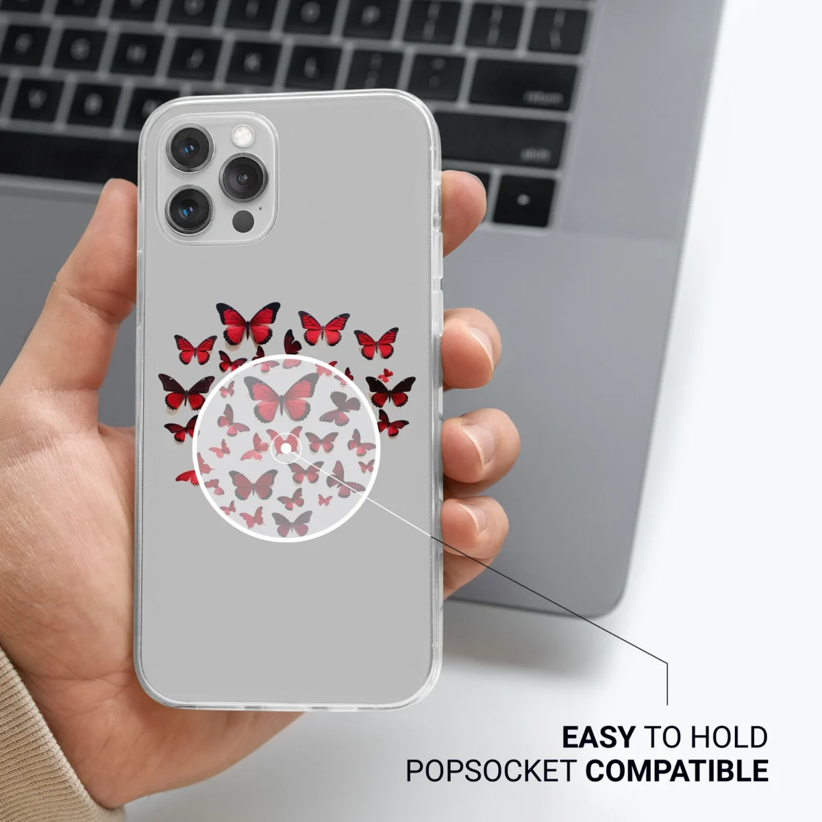 Red︱Clear Butterfly Phone case Life style image 2 copy